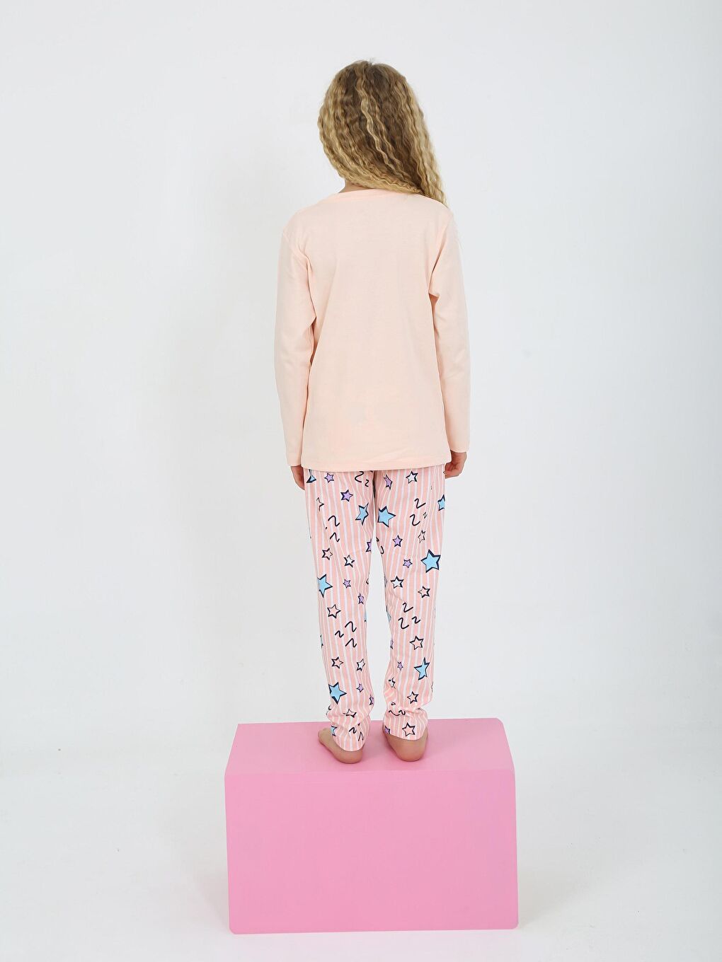 Pembe Kız Çocuk Uzun Kollu %100 Pamuklu Pijama Takımı Happy Life-3
