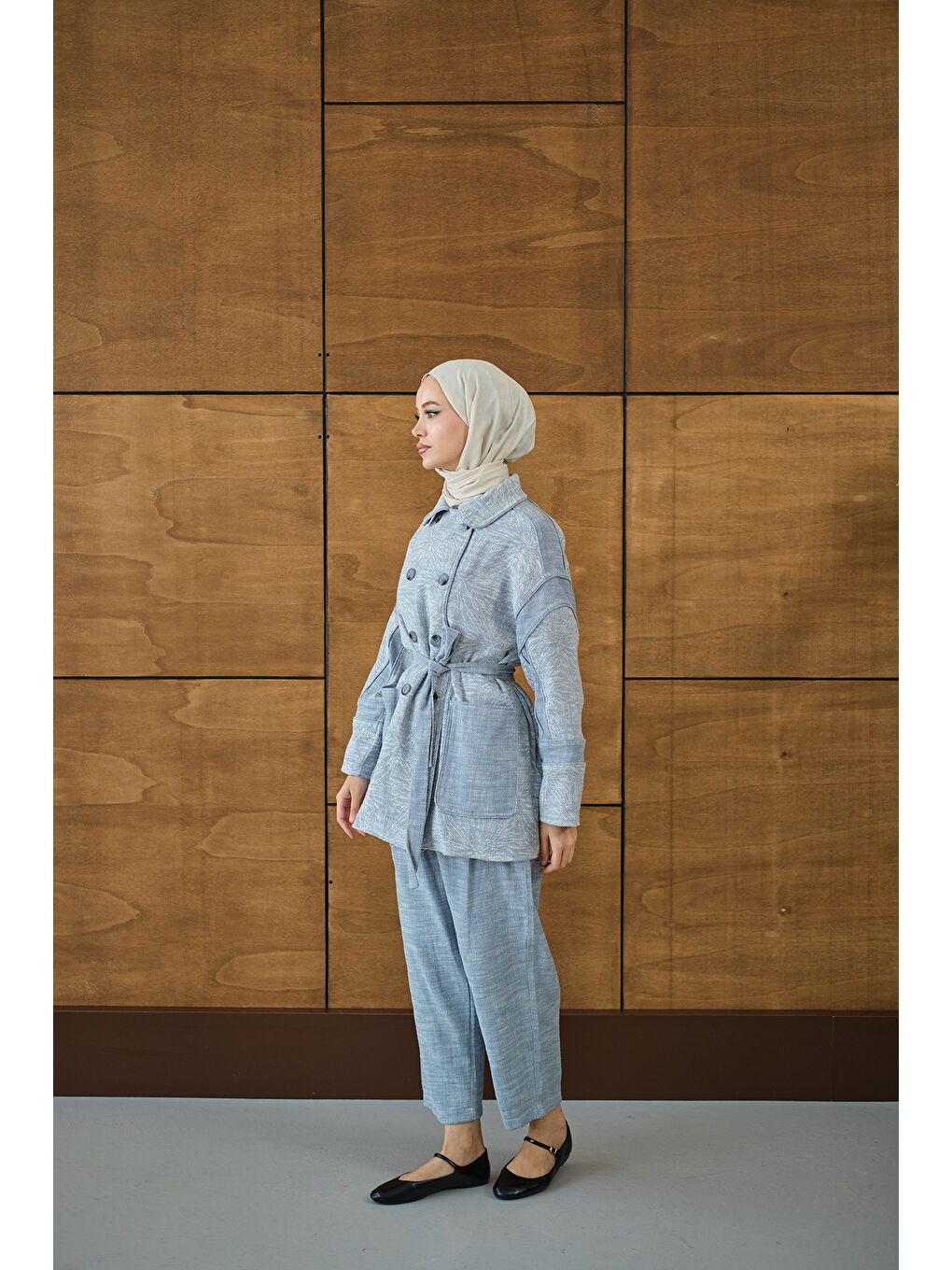 Kadın Çift Düğmeli Takım Mavi-3