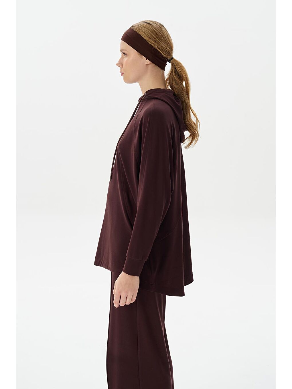 Kahverengi Modal Örme Kapüşonlu Sweatshirt Kahve-3