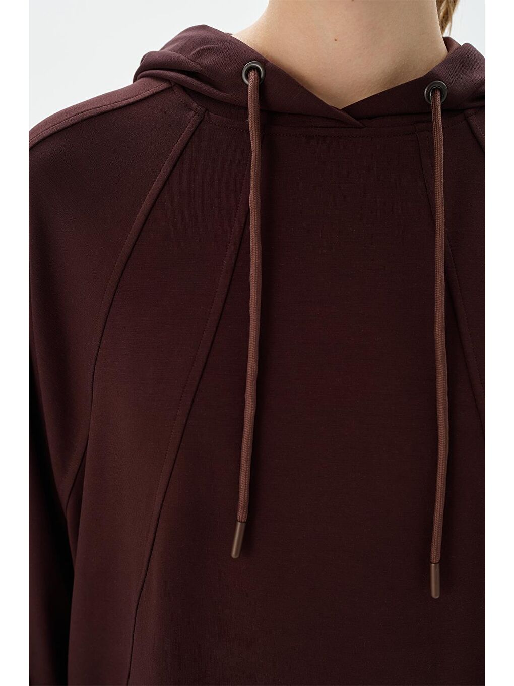 Kahverengi Modal Örme Kapüşonlu Sweatshirt Kahve-6