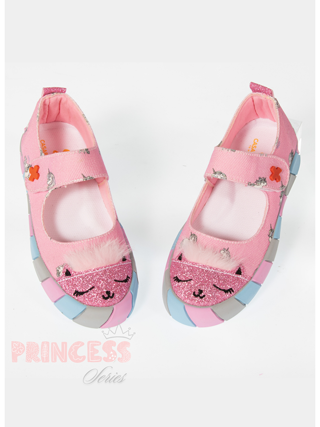 Pembe Kedi Kanvas 3D Kız Çocuk Babet-1