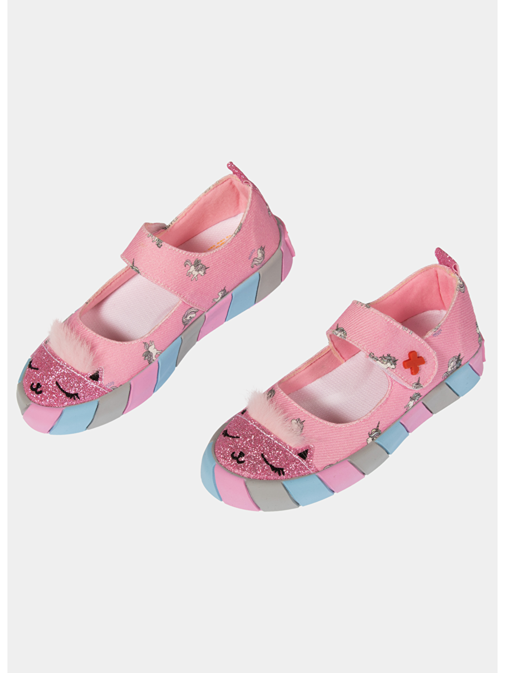 Pembe Kedi Kanvas 3D Kız Çocuk Babet-3