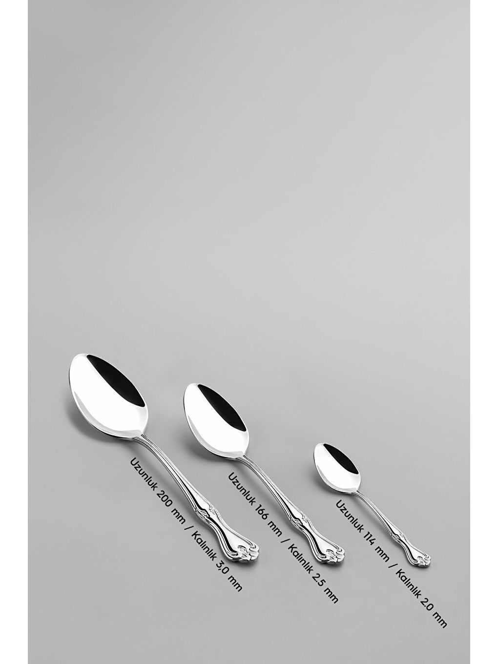 Gri Lalezar Sade 6 Kişilik 30 Parça Kutulu Çatal Kaşık Takımı-4