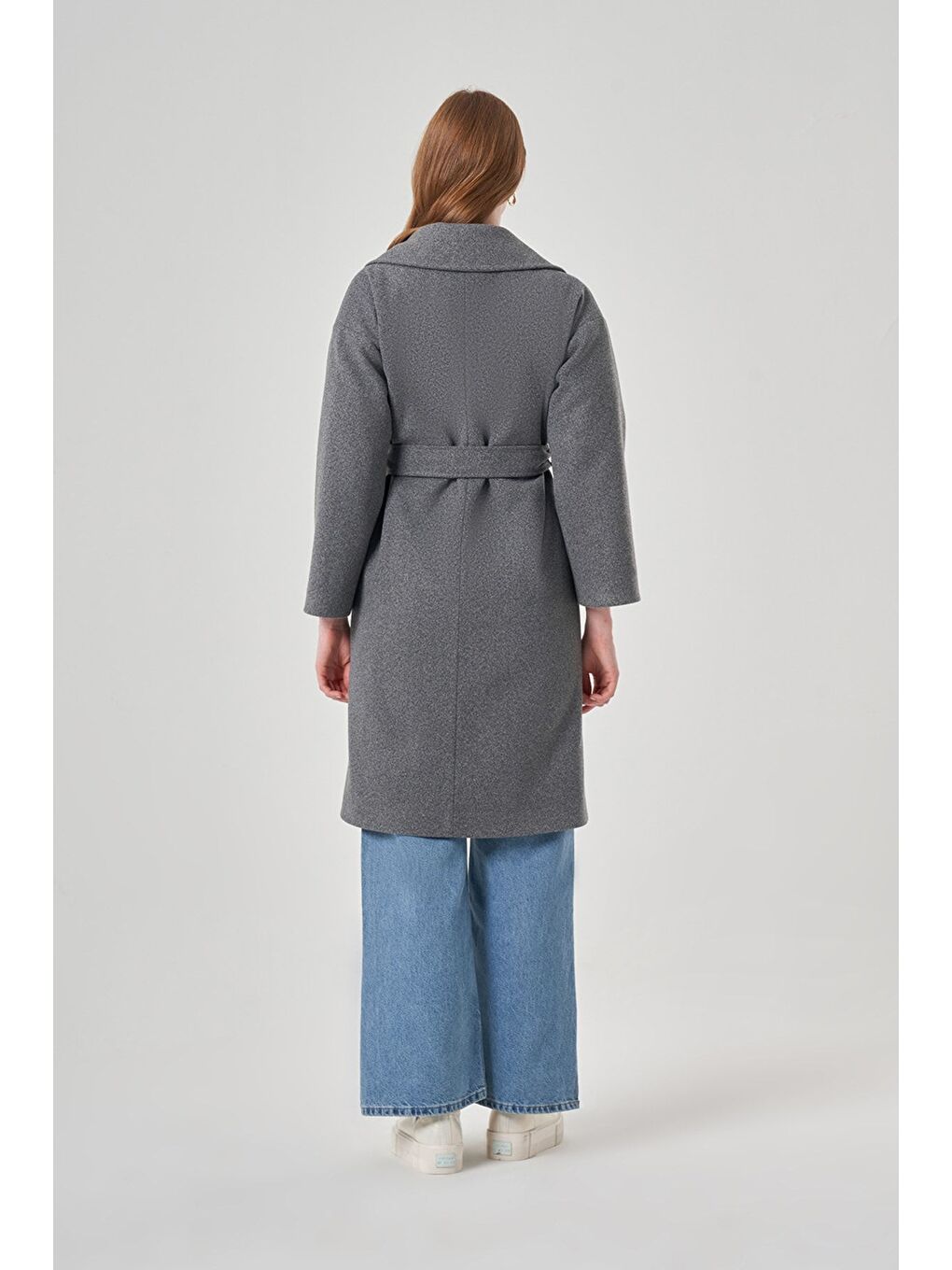 Basic Kaşe Dokulu Antrasit Kaban-6