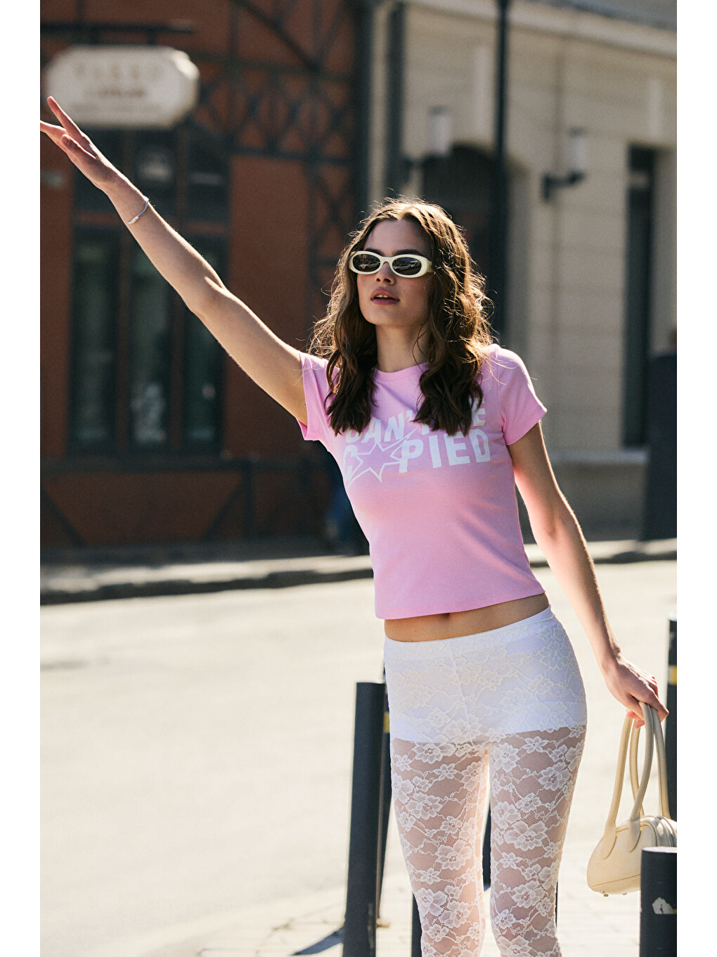 Sırona Kadın Yumuşak Ve Esnek Kumaşlı Organik Pamuklu Baskı Detaylı Pembe T-shirt-1