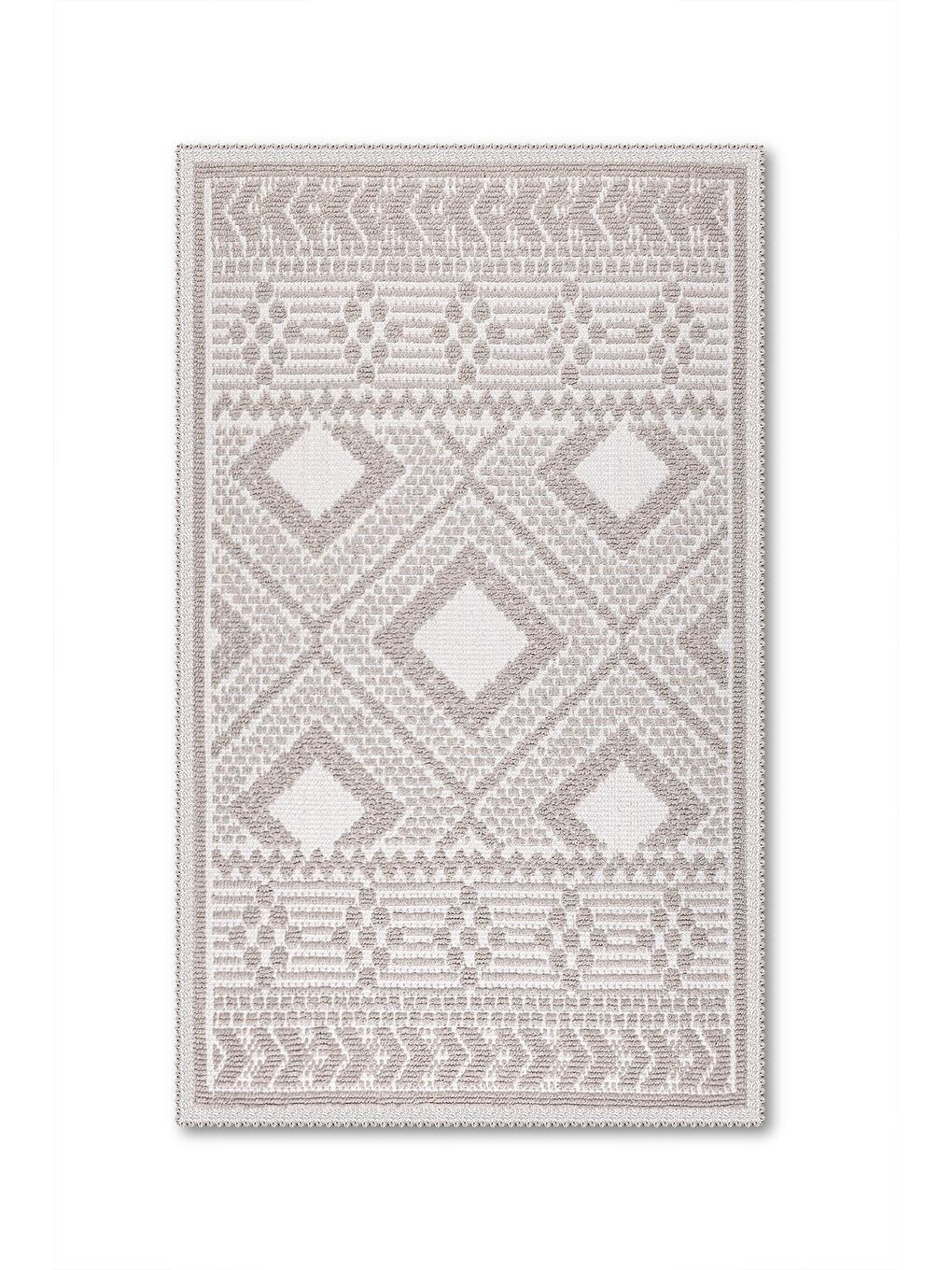 Bej Bukle Bohem Doğal Pamuklu 2'li Banyo Paspas Seti 60X100+50X60 CM - TAŞ-1