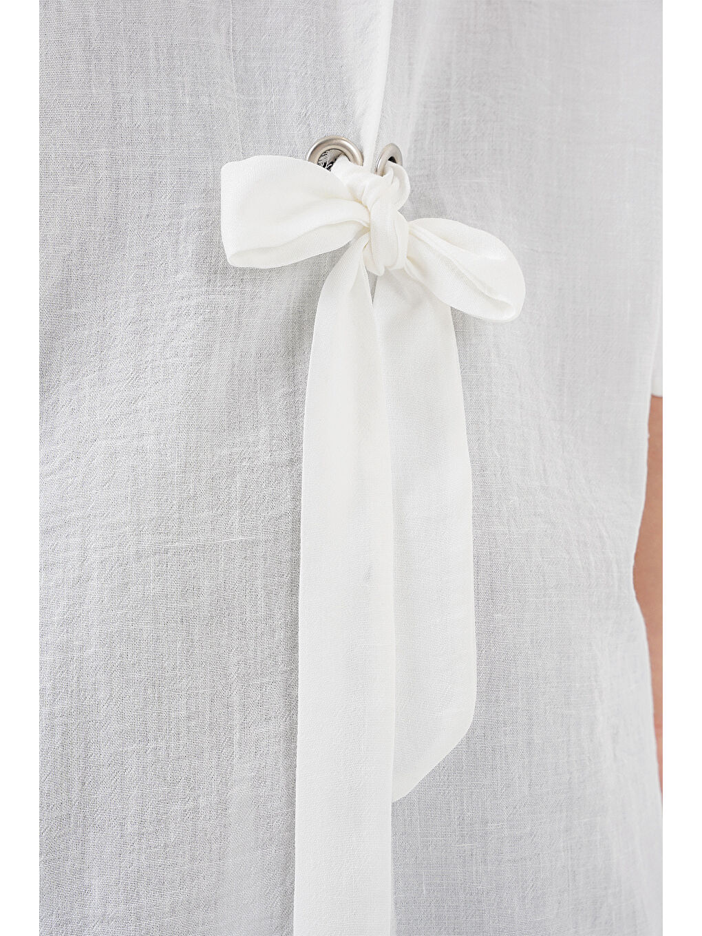 Kadın Bağlama Detaylı Ayrobin Gömlek 20290 - Beyaz-5