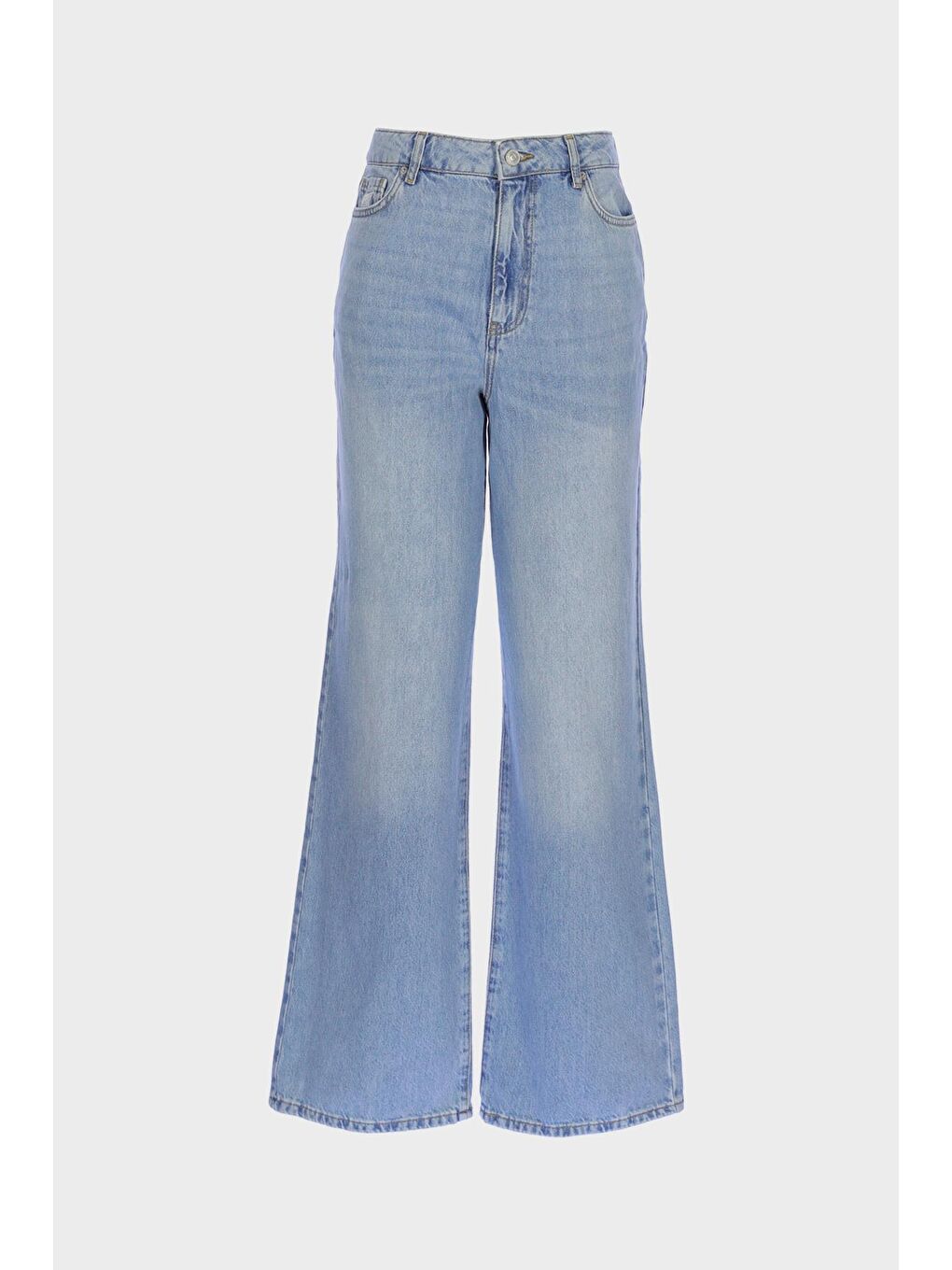 Weslie Açık Mavi Yüksek Bel Patı Fermuarlı Wideleg Jean Pantolon C 4530-227