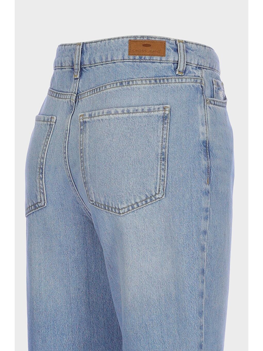 Weslie Açık Mavi Yüksek Bel Patı Fermuarlı Wideleg Jean Pantolon C 4530-227-2