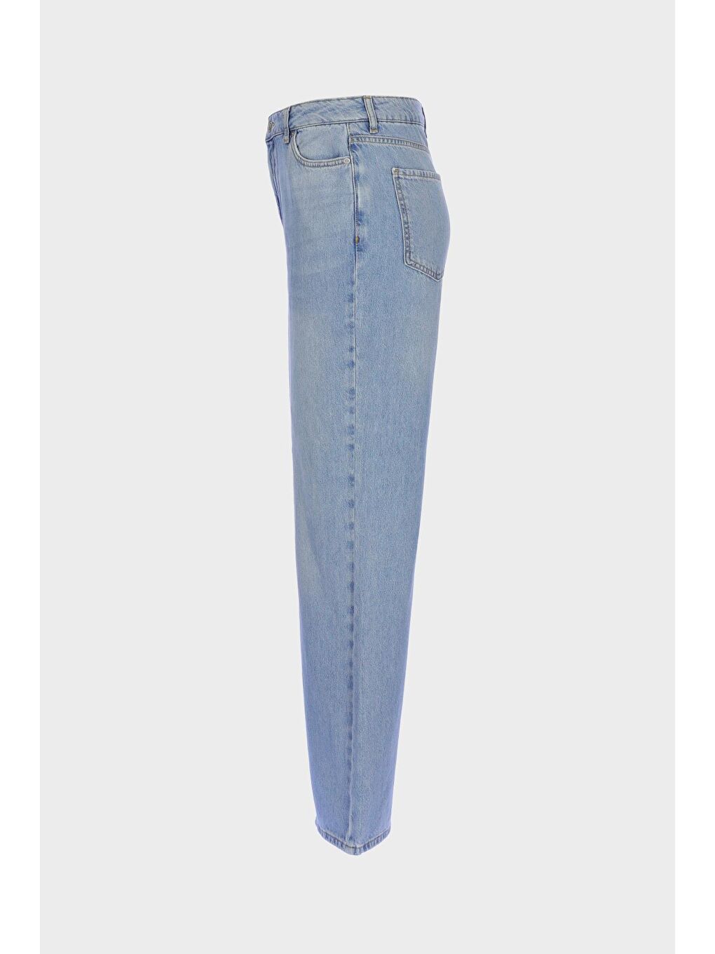 Weslie Açık Mavi Yüksek Bel Patı Fermuarlı Wideleg Jean Pantolon C 4530-227-3