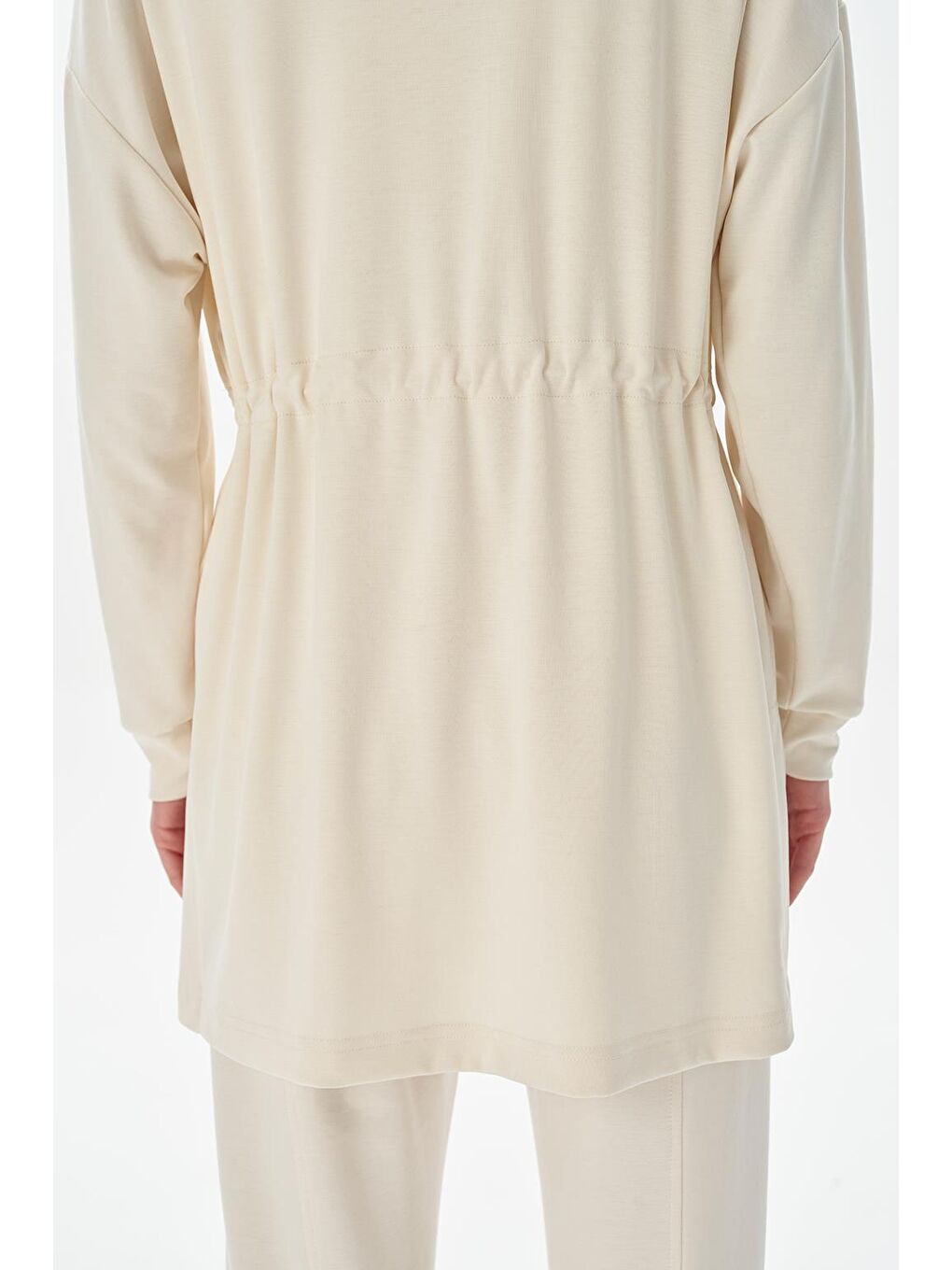 Modal Örme Fermuarlı Sweatshirt Ekru-5