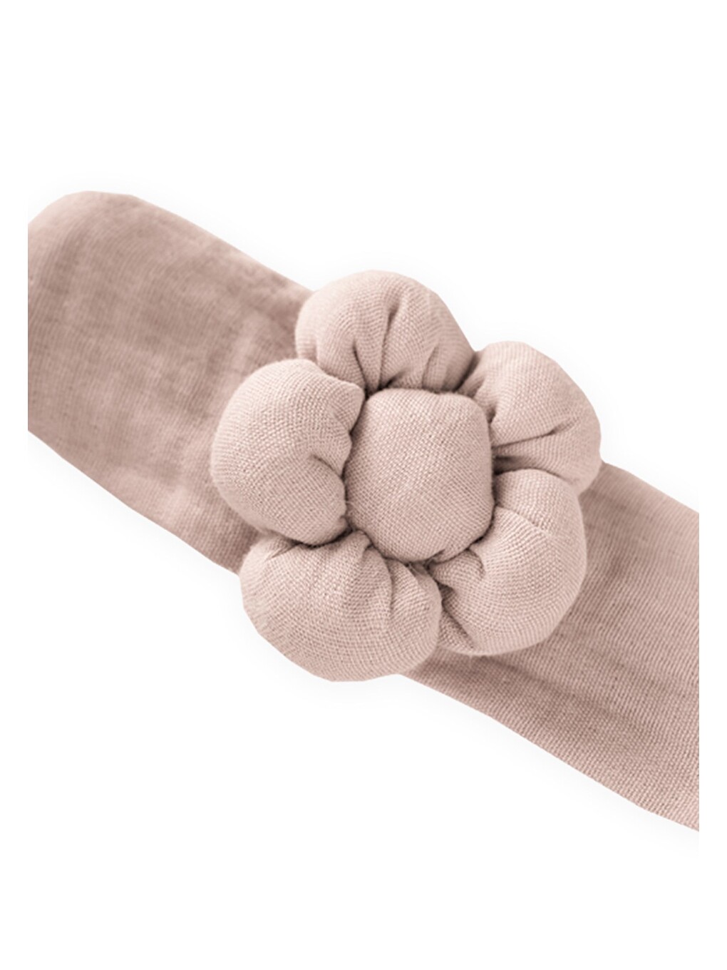 Bej Müslin Papatya Lastikli Bandana Vizon-1