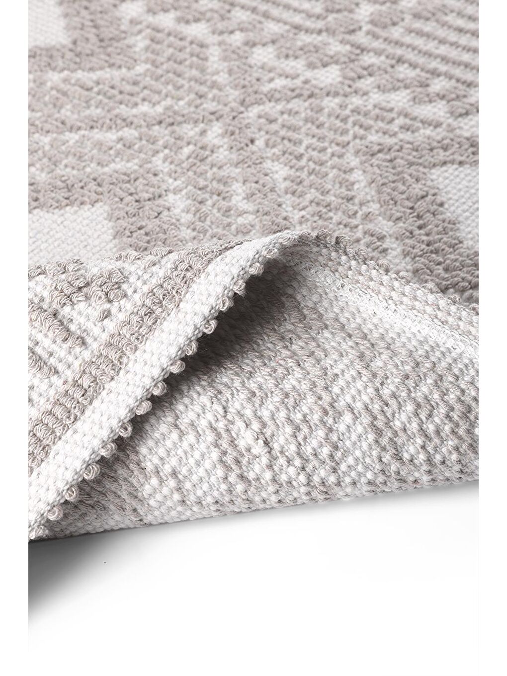 Bej Bukle Bohem Doğal Pamuklu 2'li Banyo Paspas Seti 60X100+50X60 CM - TAŞ-4