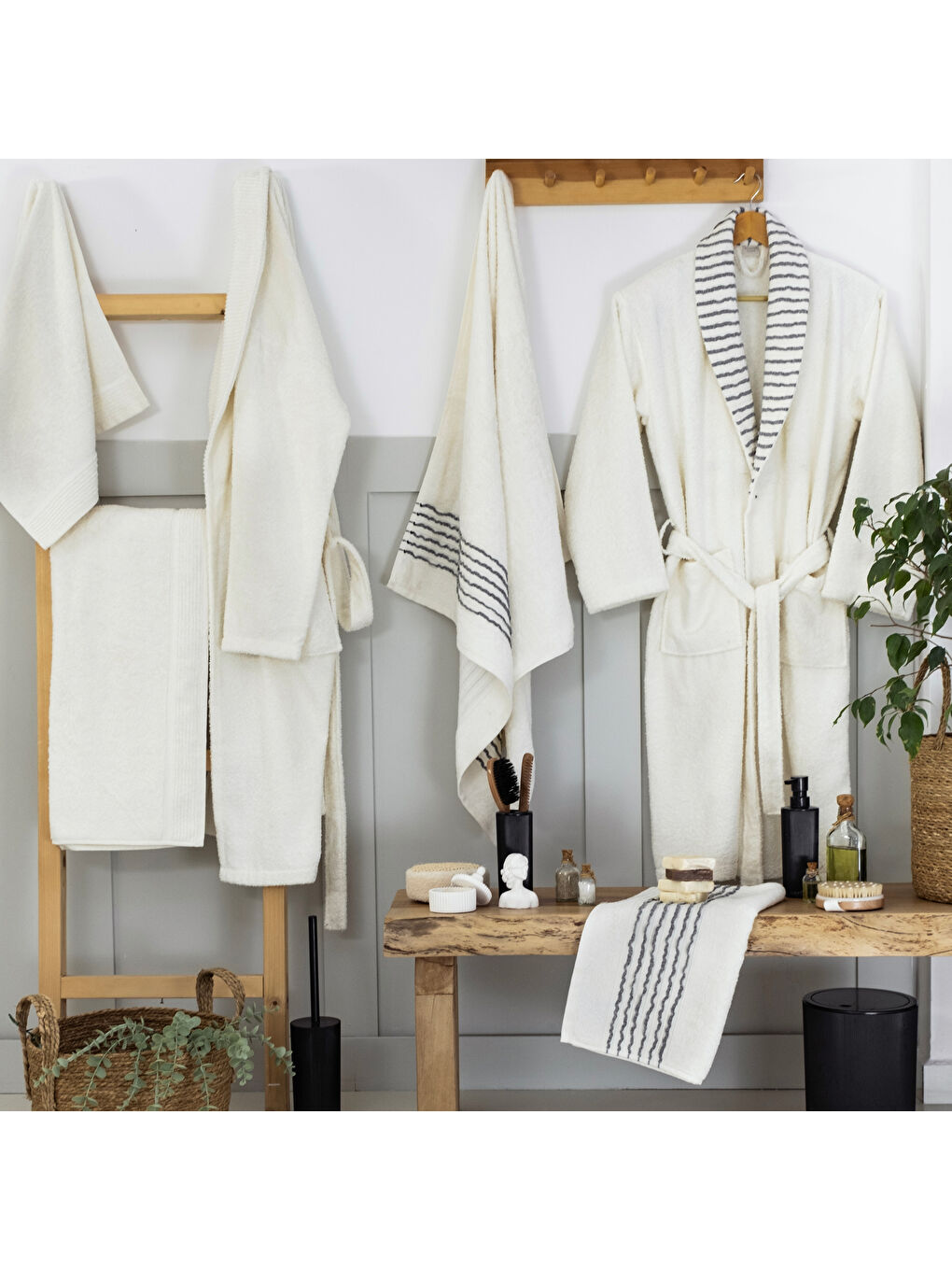 Ekru Home Scala Banyo Seti 6 Parça-Krem