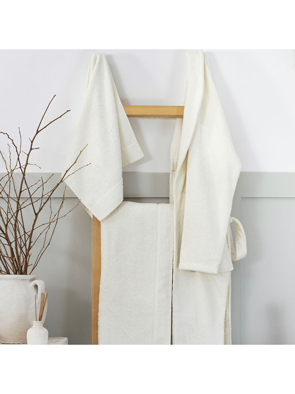 Ekru Home Scala Banyo Seti 6 Parça-Krem-1