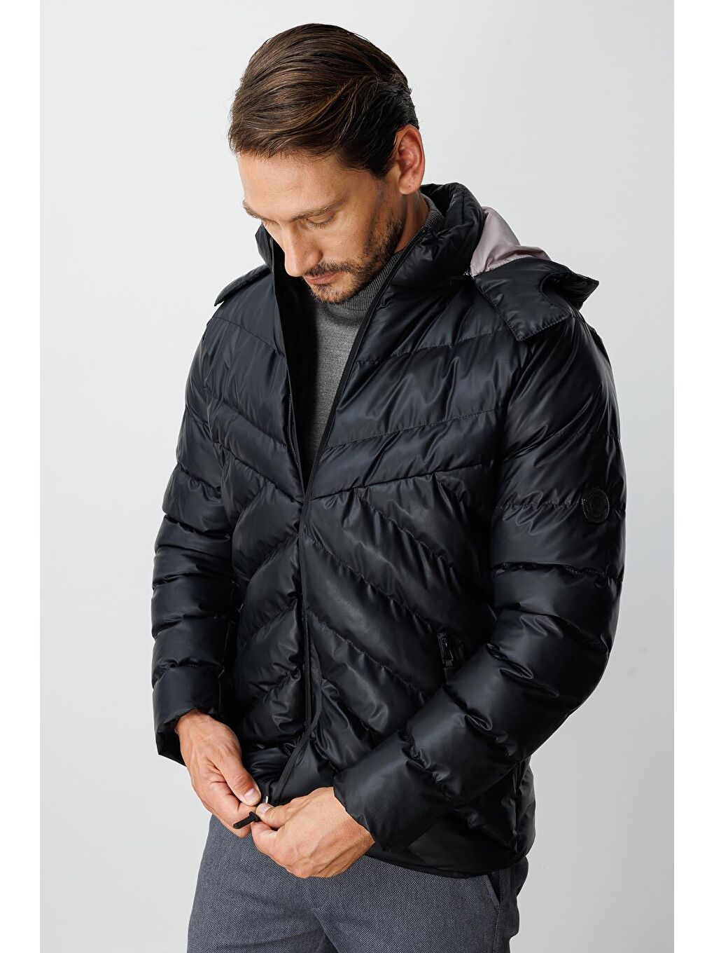 Erkek Siyah Şişme Mont-1