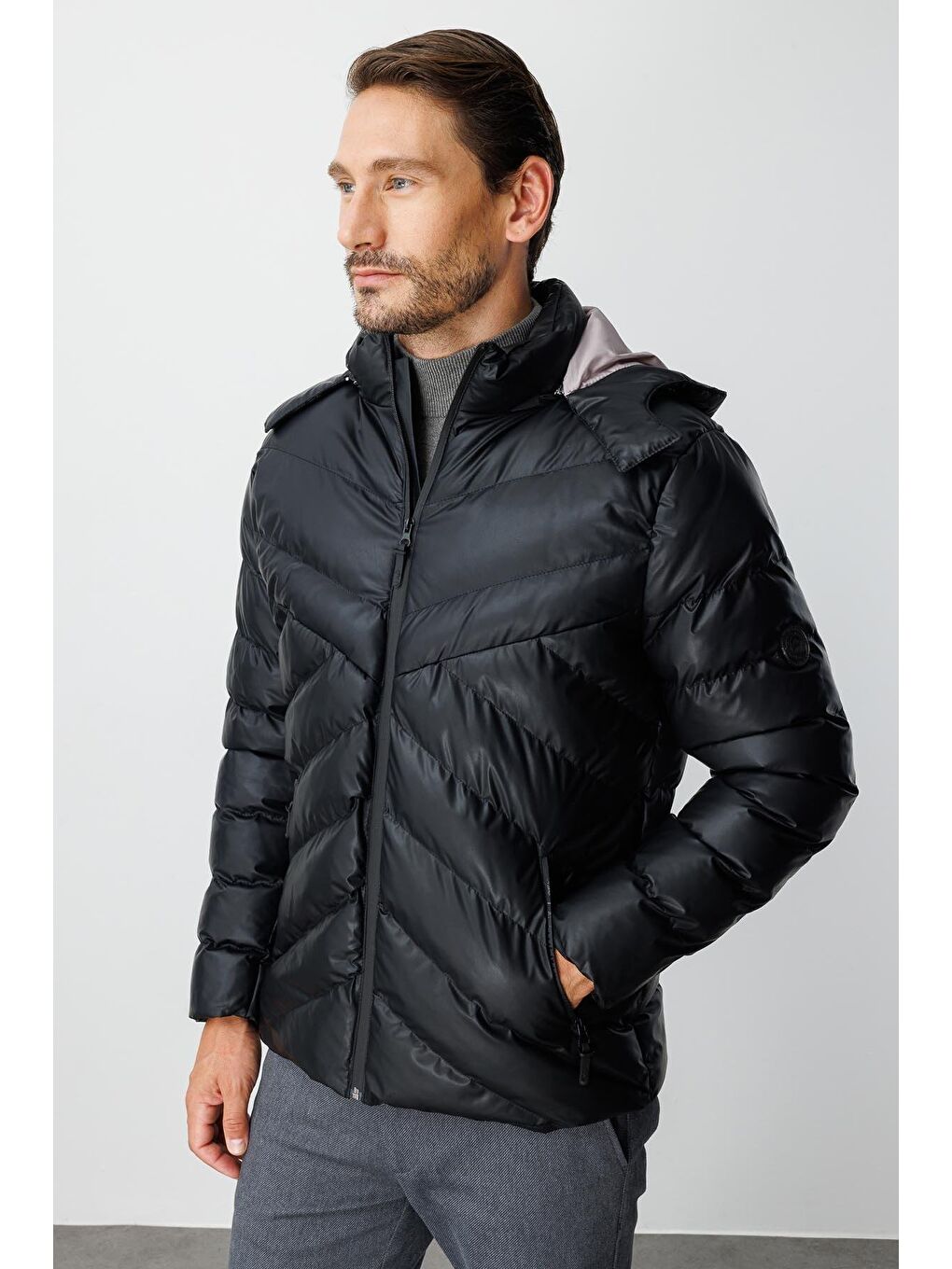 Erkek Siyah Şişme Mont-2