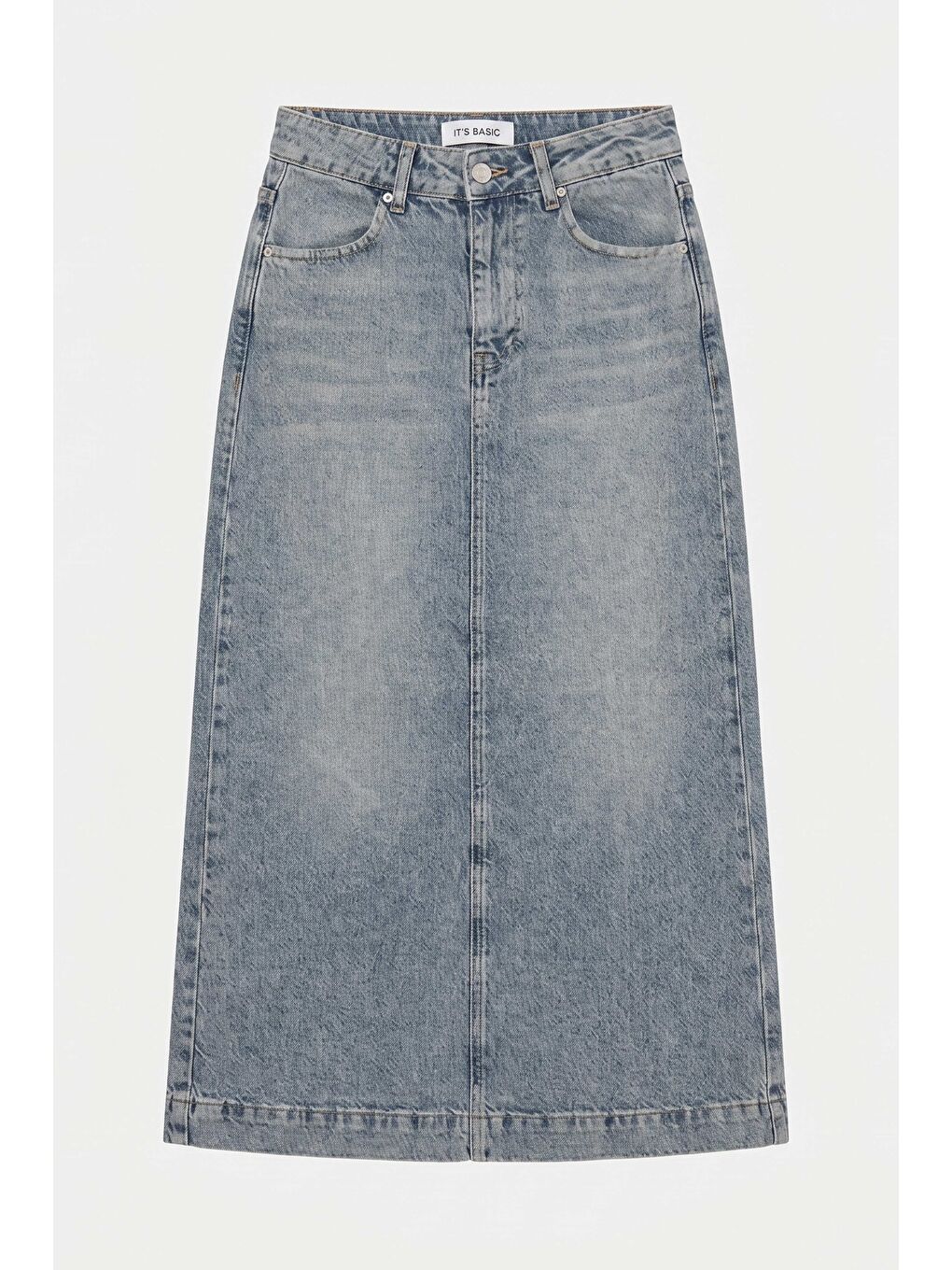 Mavi Kadın Jean Renk 4s6-32 Maxi Komfort Kumaş Arkadan Yırtmaçlı Denim Etek-3