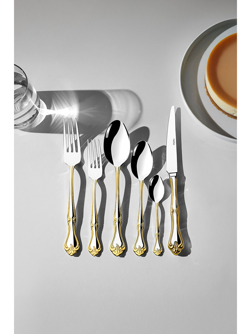 Sarı Lalezar Altın Sade 6 Kişilik 36 Parça Kutulu Çatal Kaşık Bıçak Takımı