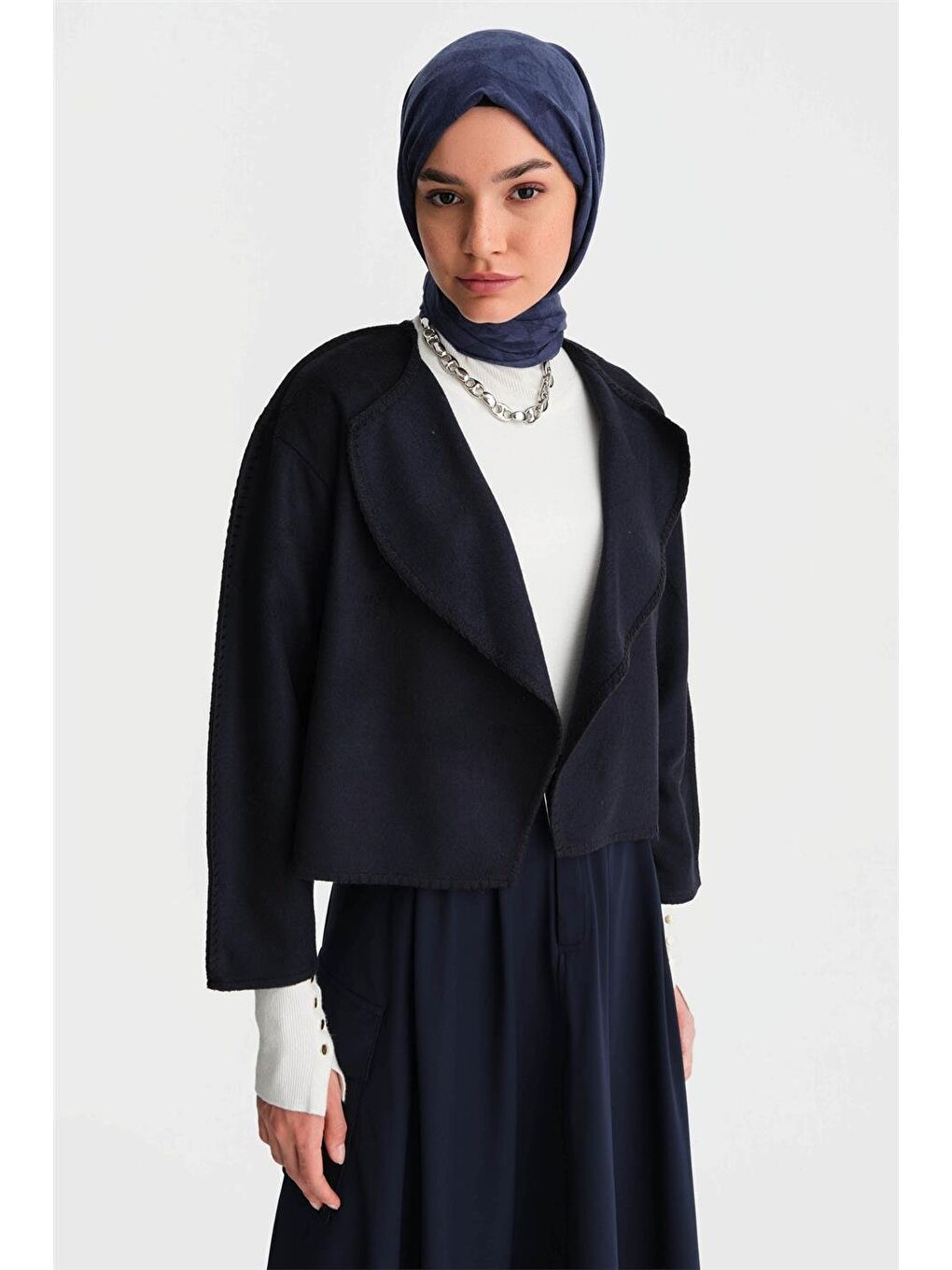 Çoban Dikişli Hırka 24K5715 Lacivert-2