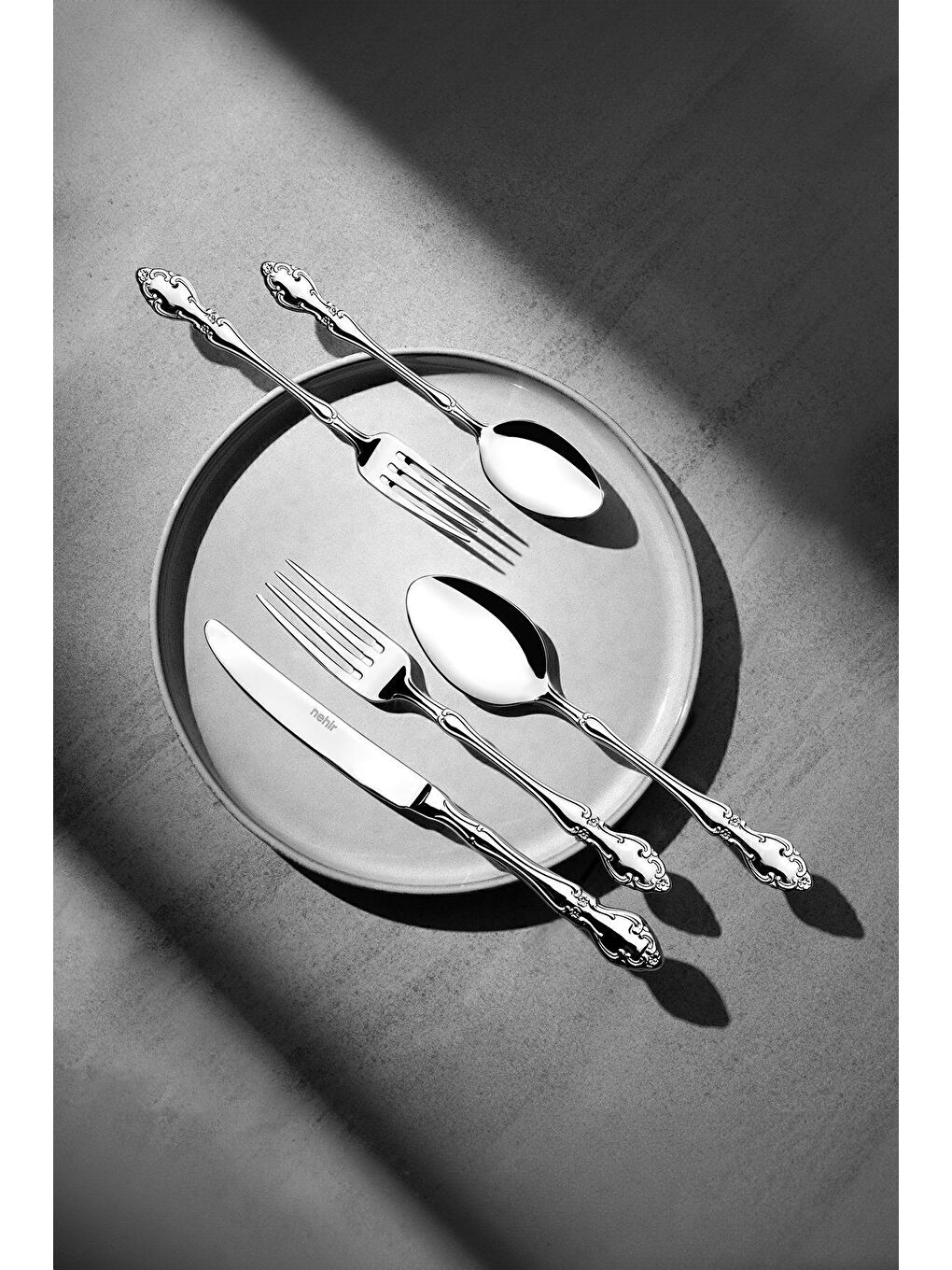 Gri Adriana Sade 6 Kişilik 36 Parça Kutulu Çatal Kaşık Bıçak Takımı-3