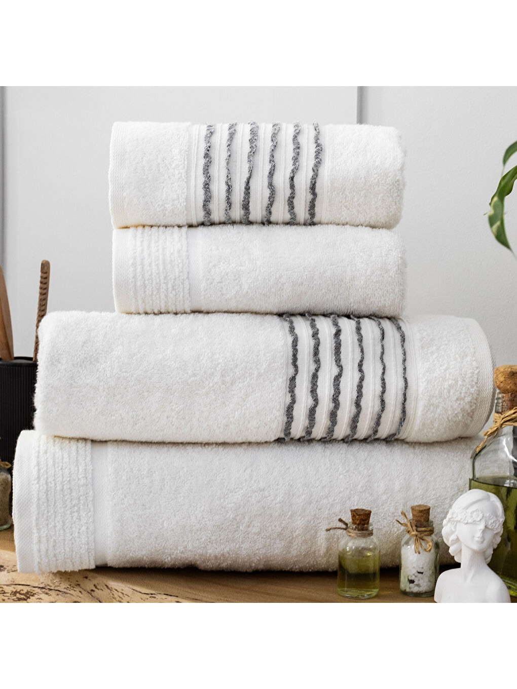 Ekru Home Scala Banyo Seti 6 Parça-Krem-8