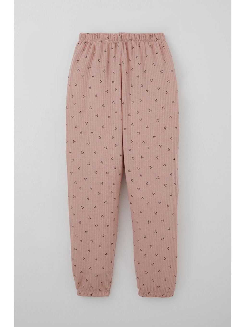 Pembe Kız Çocuk Pijama Takımı Minimal Mini Desenli Gülkurusu (4-8 Yaş)-5