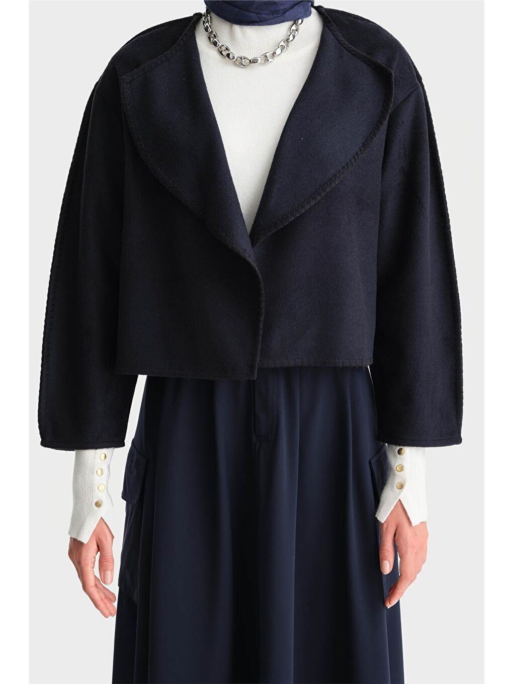 Çoban Dikişli Hırka 24K5715 Lacivert-4