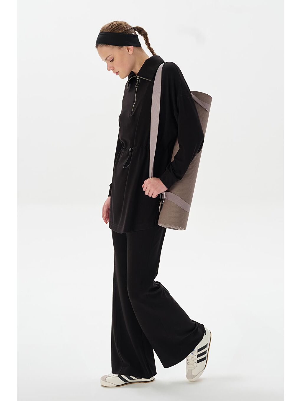 Modal Örme Fermuarlı Sweatshirt Siyah-1