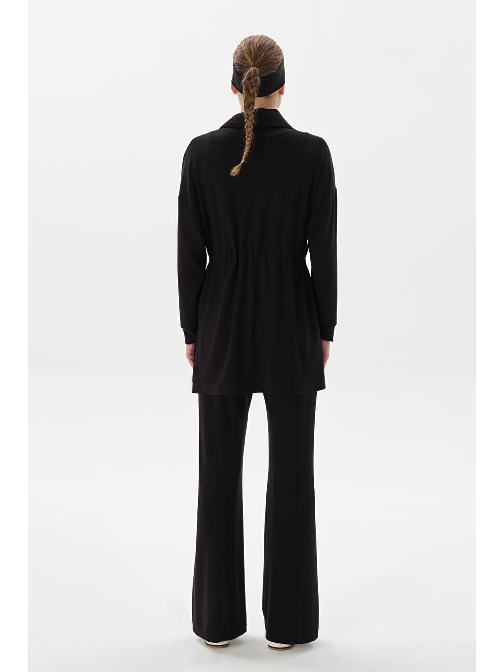 Modal Örme Fermuarlı Sweatshirt Siyah-5