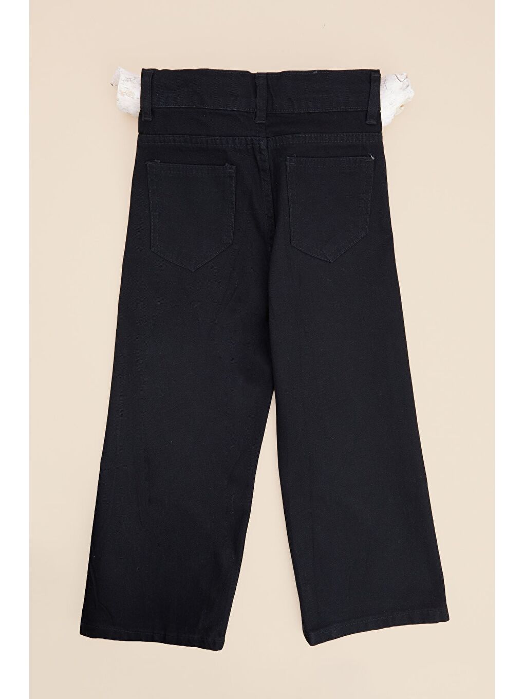 Siyah Taşlı Beli  Ayarlanabilir Palazzo Kız Çocuk Pantolon-1
