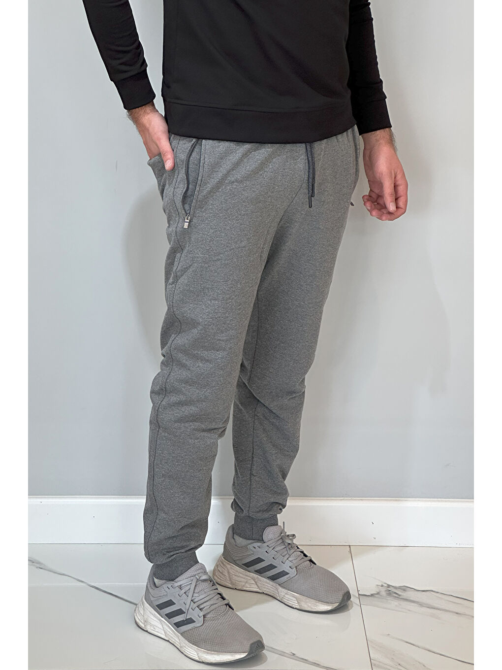 Paçası Beli Lastikli 3 Cepli Erkek Eşofman Altı 3703 Antrasit-2