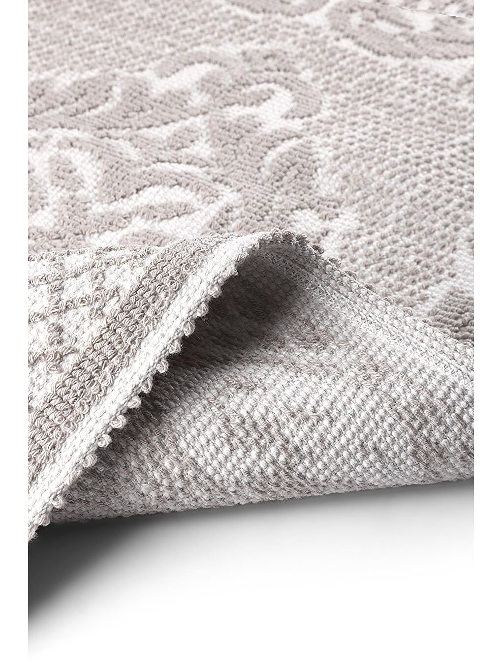 Bej Raya Damask Doğal Pamuklu 2'li Banyo Paspas Seti 60x100 50x60 cm Taş-4