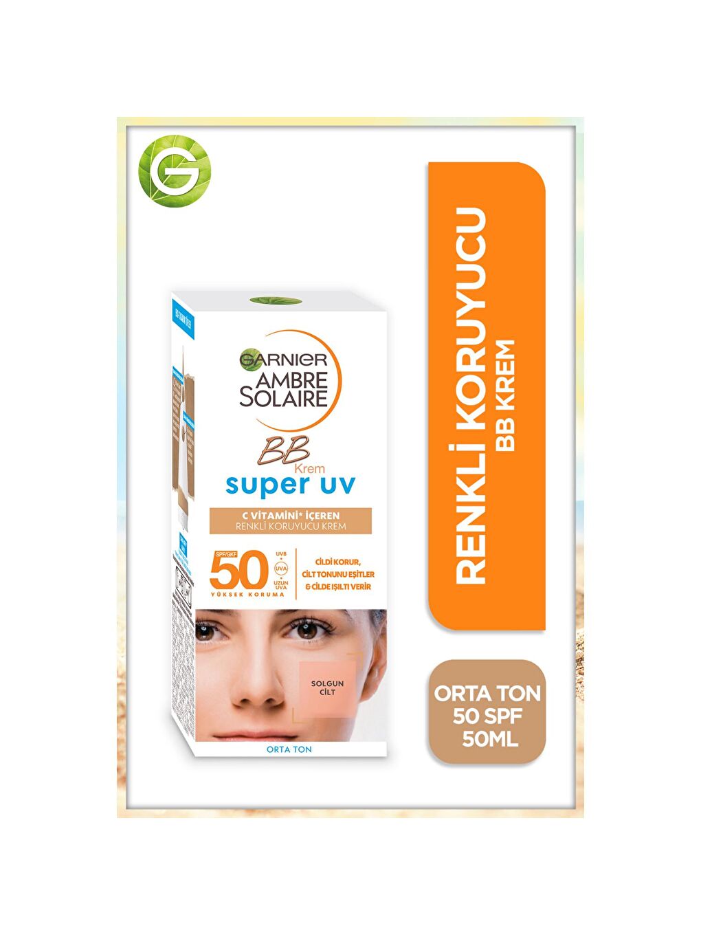 Ambre Solaire Renkli Koruyucu BB Krem - Orta Ton 50SPF+ 50 ml