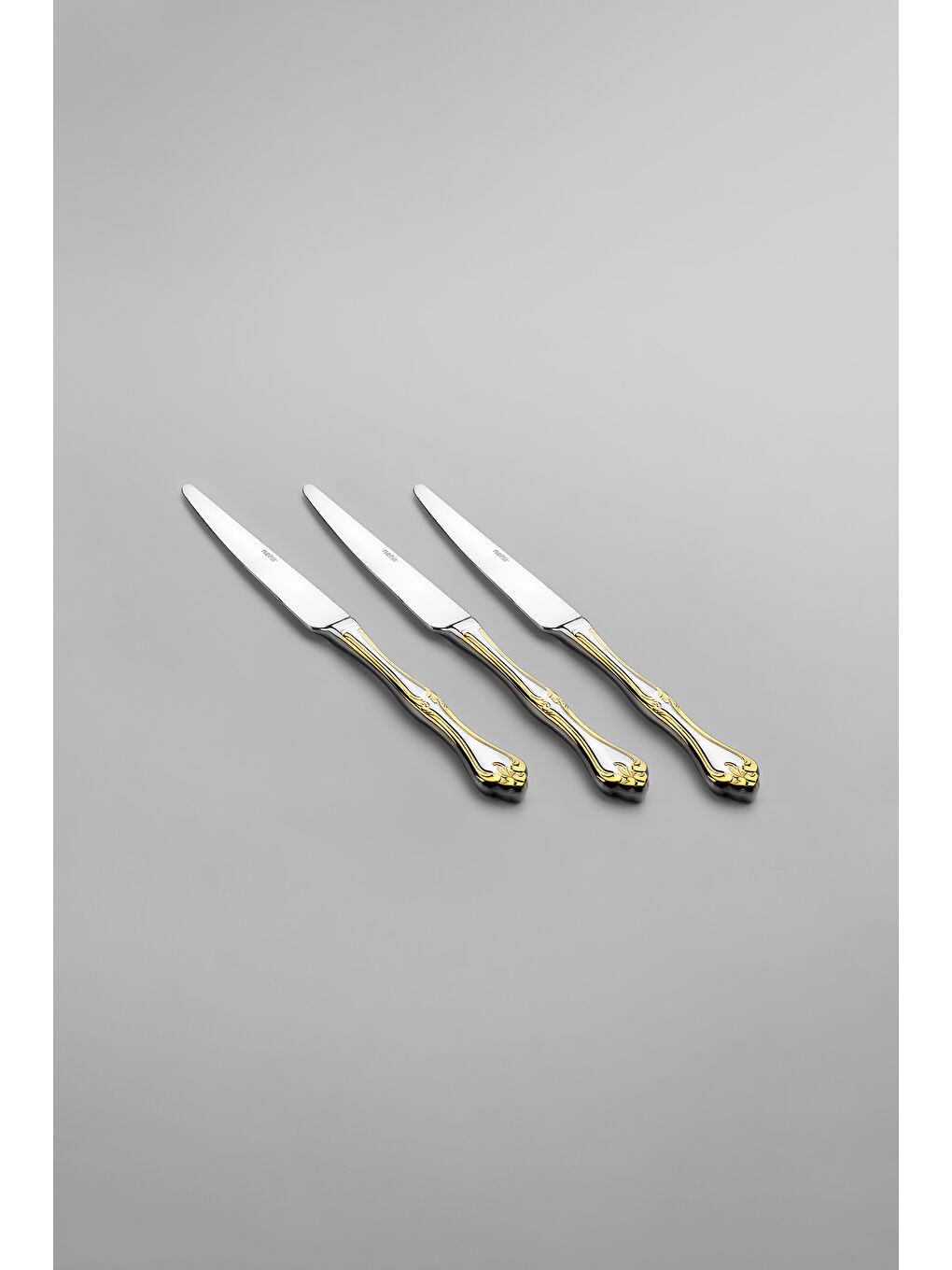 Sarı Lalezar Altın Sade 6 Kişilik 36 Parça Kutulu Çatal Kaşık Bıçak Takımı-5