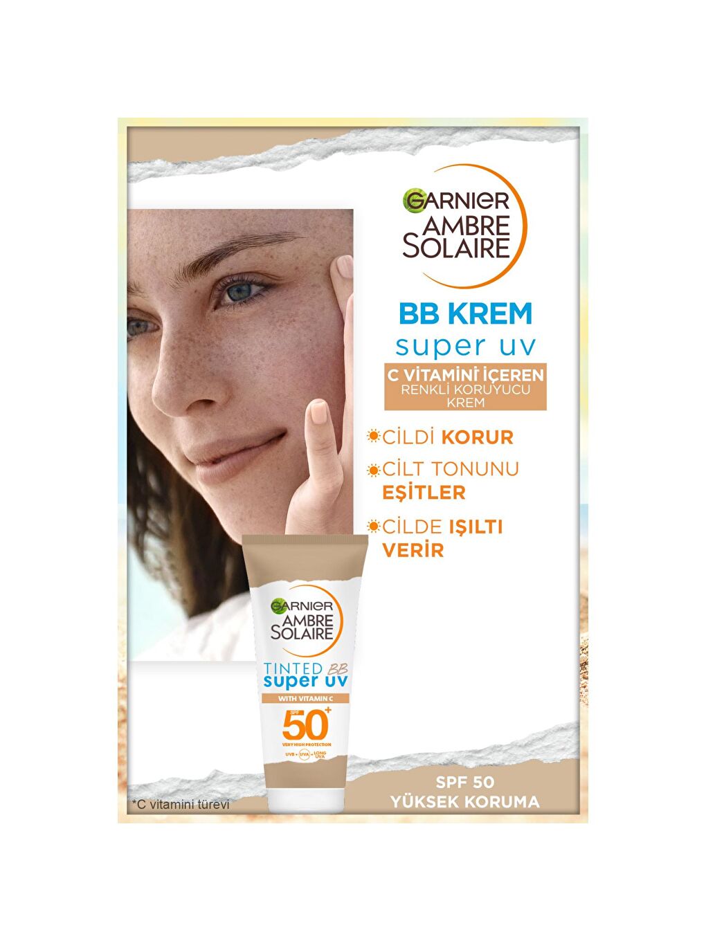 Ambre Solaire Renkli Koruyucu BB Krem - Orta Ton 50SPF+ 50 ml-1