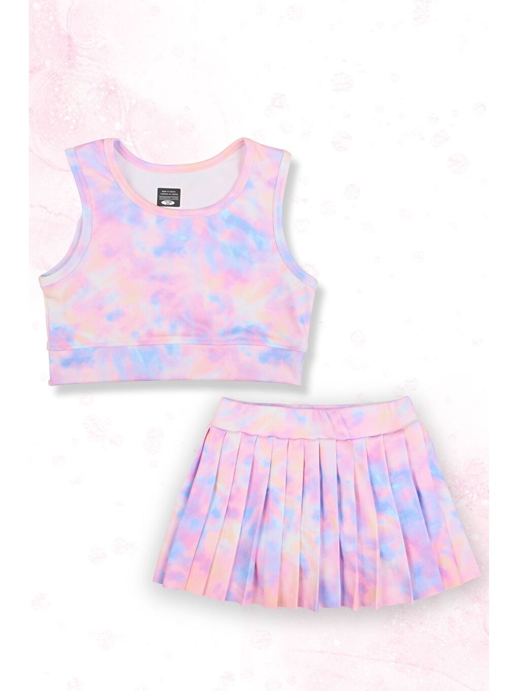 Lila Kız Çocuk Kabartmalı Şort Etekli Crop Sporcu Mayo Takım