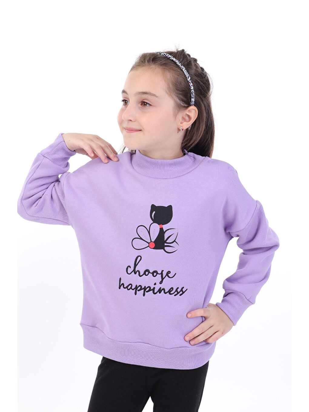 Lila Kız Bebek Baskılı Sweatshirt