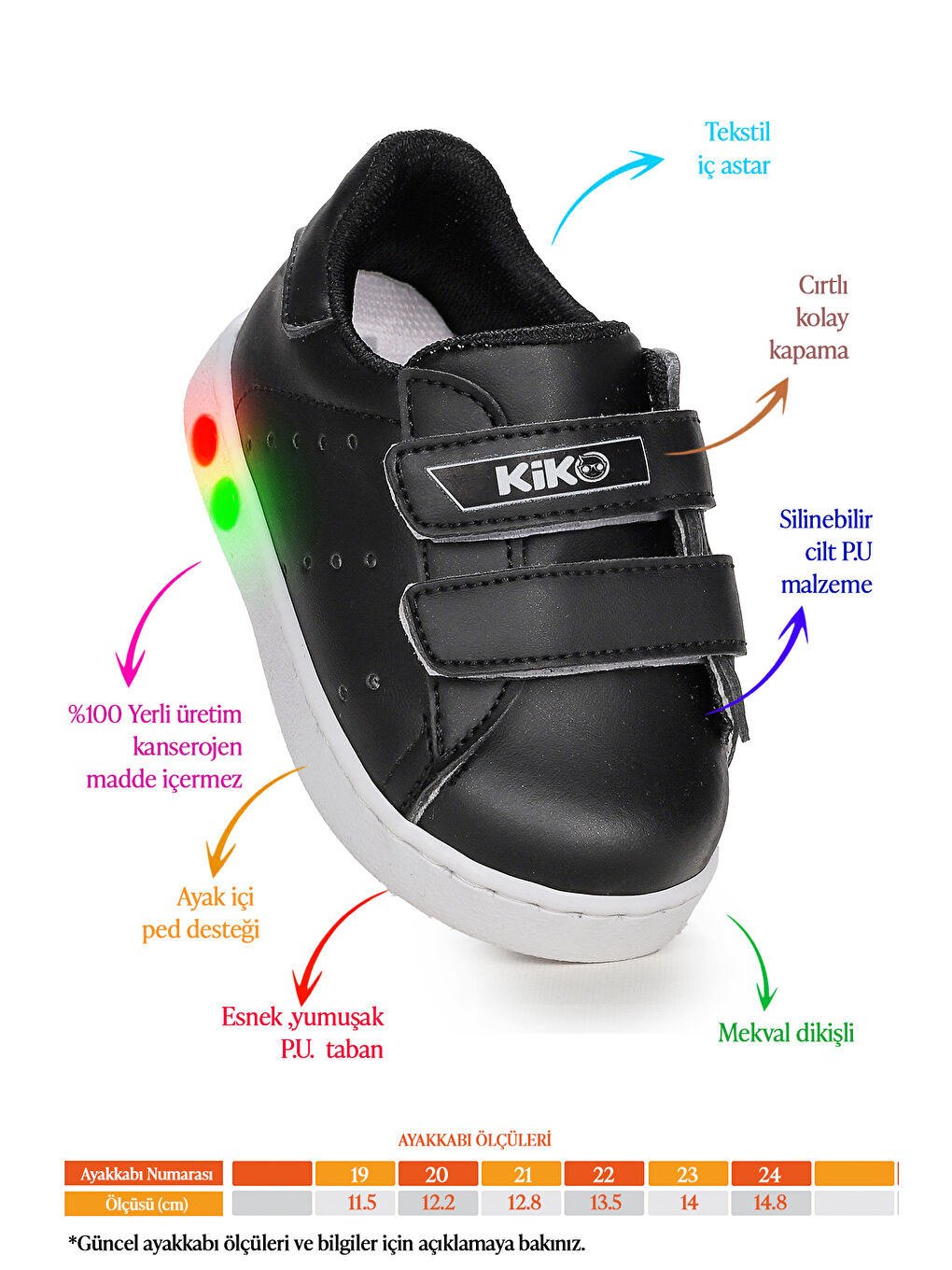 Siyah Royzo Cırtlı Işıklı Kız Çocuk Spor Ayakkabı-1