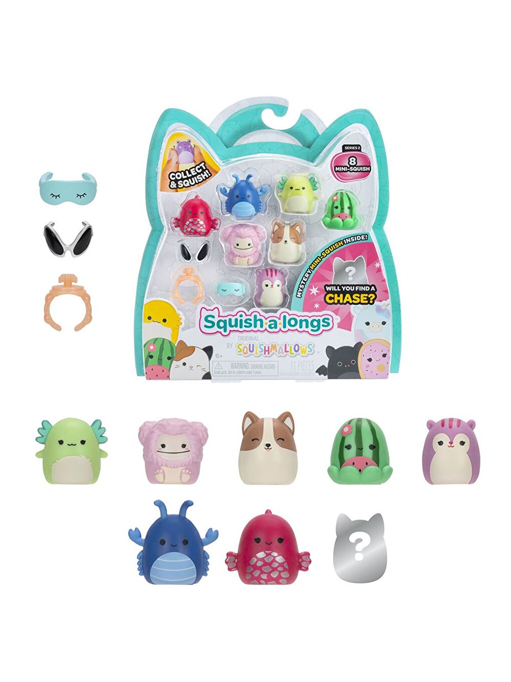 Squish-a-longs 8 Figür + Yüzük Set Seri 2 AL0065-1