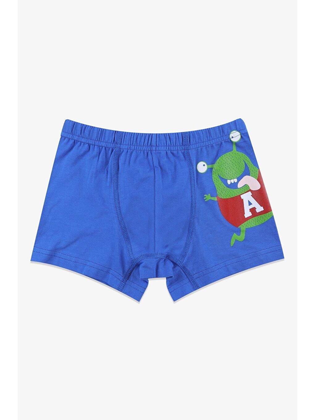 Mavi Erkek Çocuk 5'li Pamuklu Sevimli Canavar Desenli Boxer-1