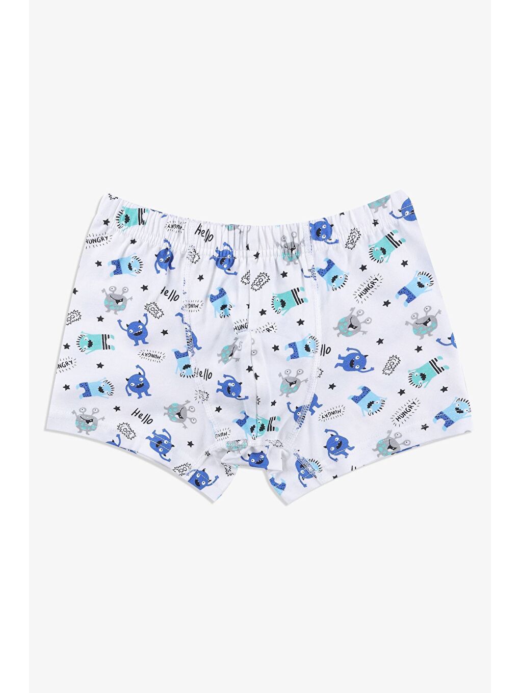 Mavi Erkek Çocuk 5'li Pamuklu Sevimli Canavar Desenli Boxer-3