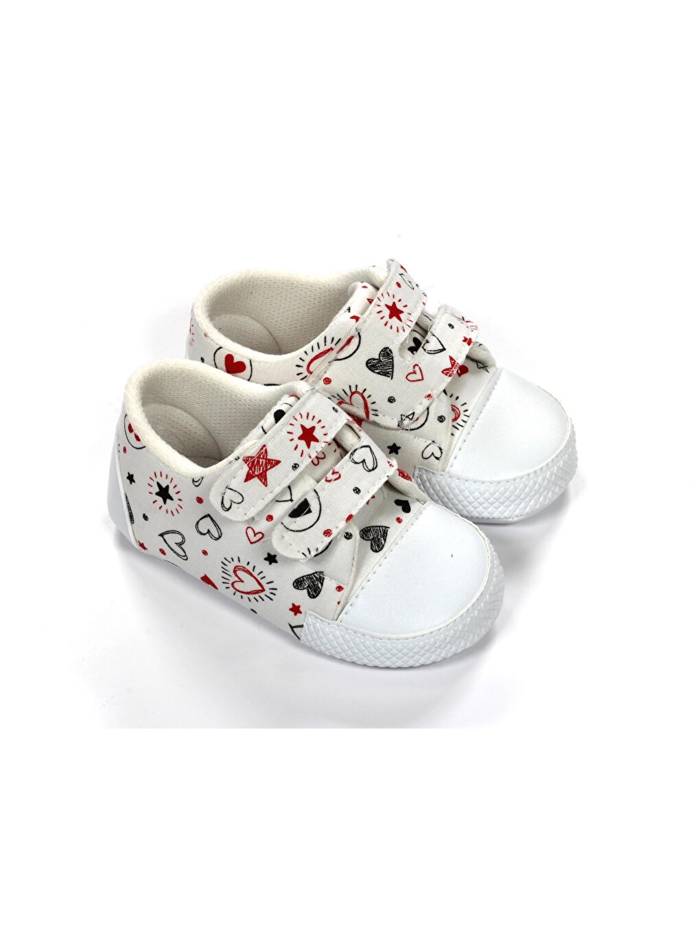 Beyaz Kalp Desenli Cırt Cırtlı Bebek Ayakkabısı 2002