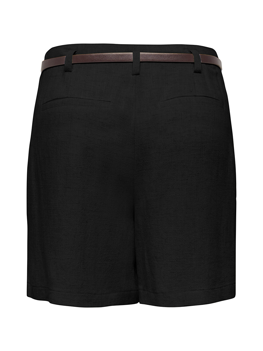 Siyah Onlsiesta Keten Karışımlı Regular Fit Kemer Detaylı Short 15367413-4