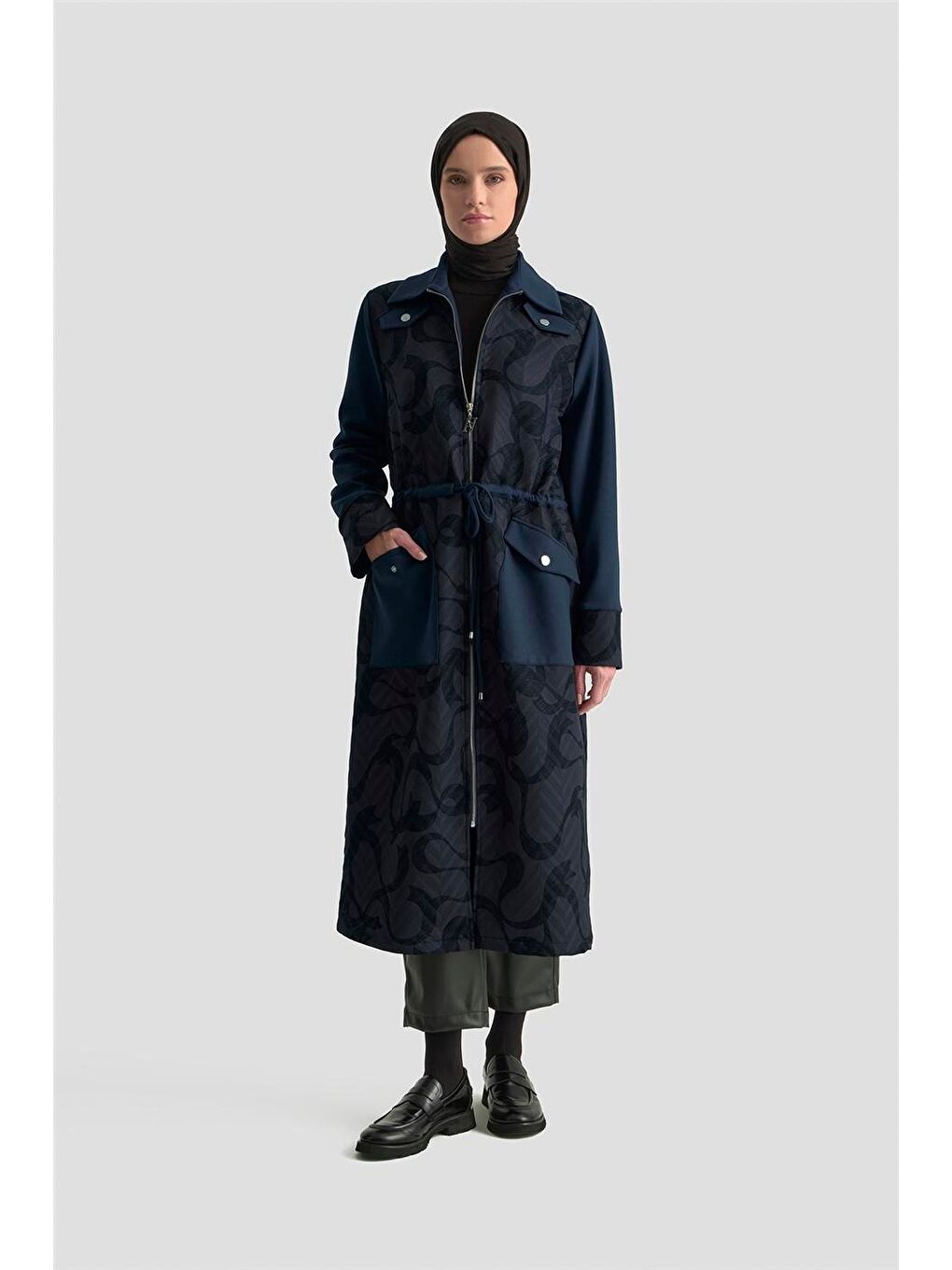 Desenli Kapitone Mixli Örme Giyçık 25Kd1601 Lacivert