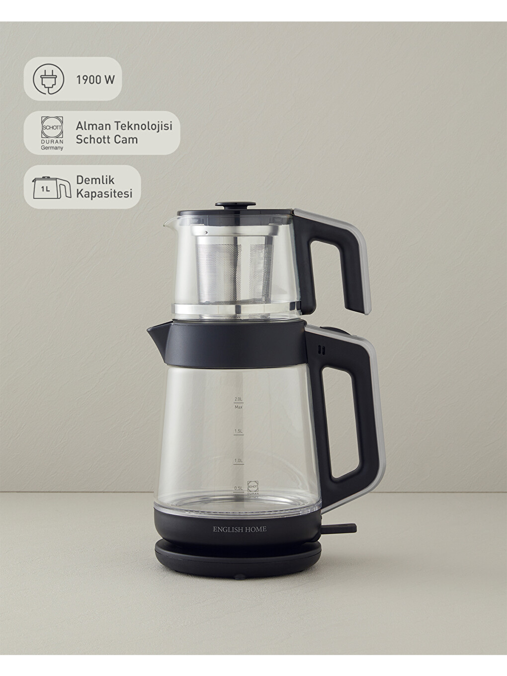 Cmk 6001 Cam Çay Makinesi Ve Kettle Siyah-krom-1