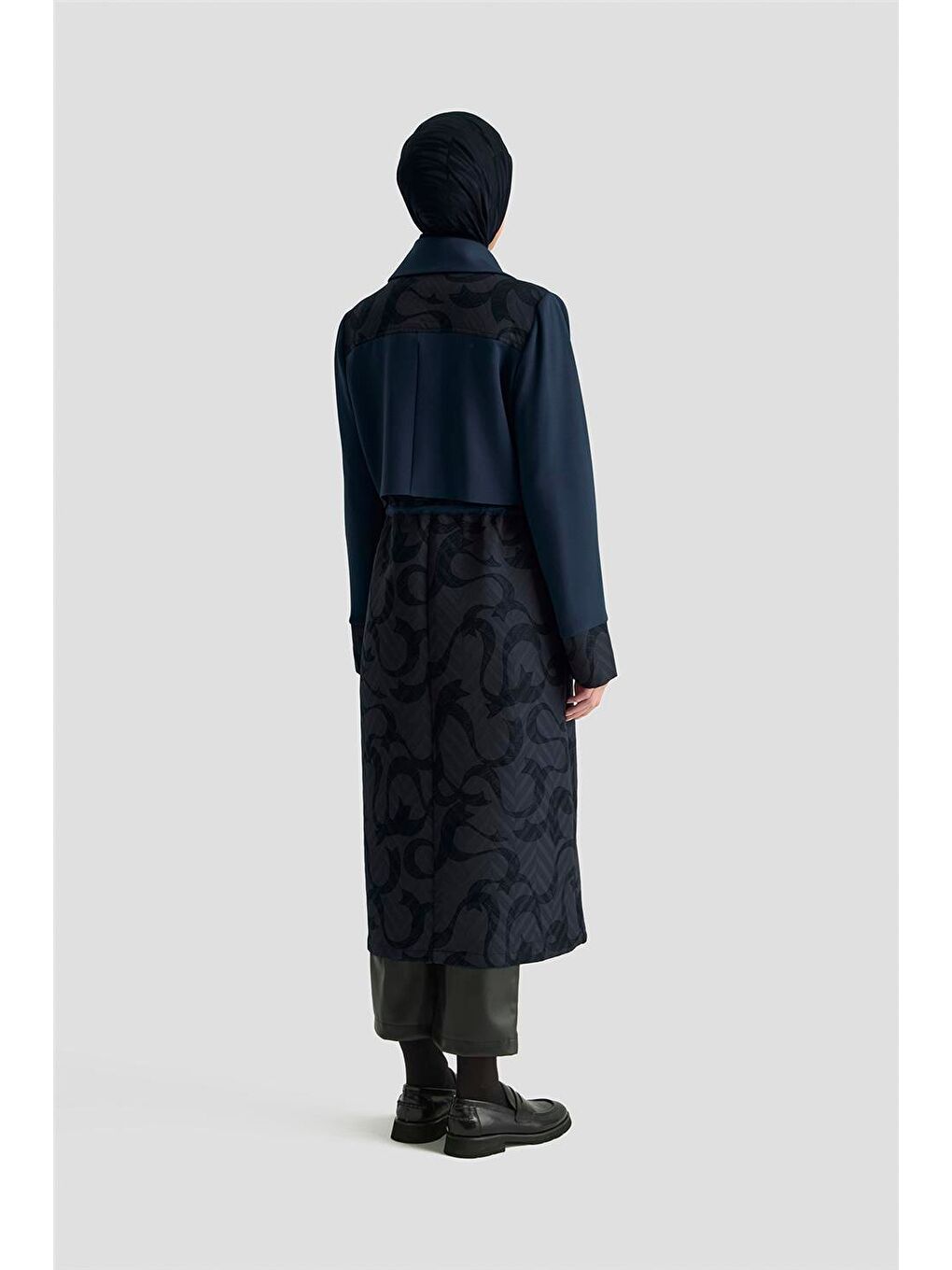 Desenli Kapitone Mixli Örme Giyçık 25Kd1601 Lacivert-4