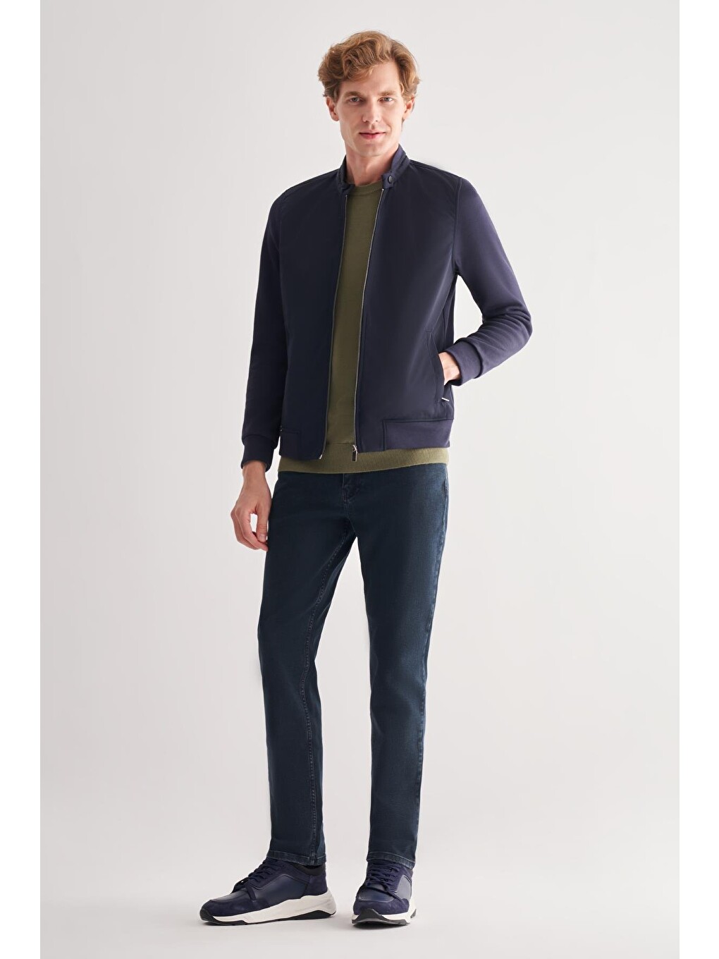 Koyu Lacivert Dik Yaka Cls Slim Fit  Mont 1007255127-1