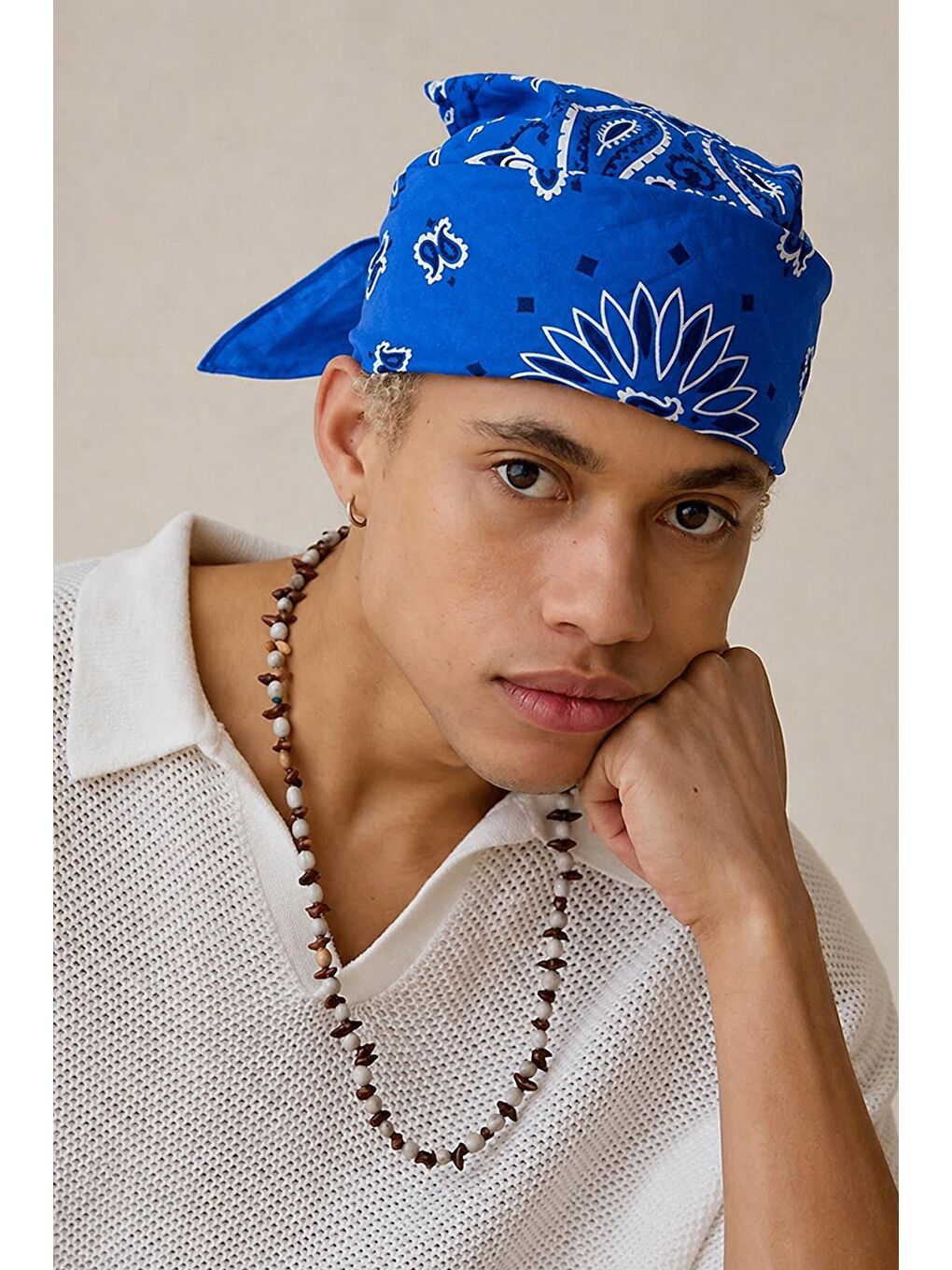 Mavi Neon Renkli Pamuk Kare Bandana-2