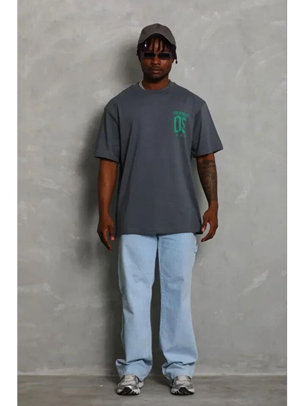 Gri Erkek Baskılı Tişört Kısa Kol Bisiklet Yaka Regular Fit-2